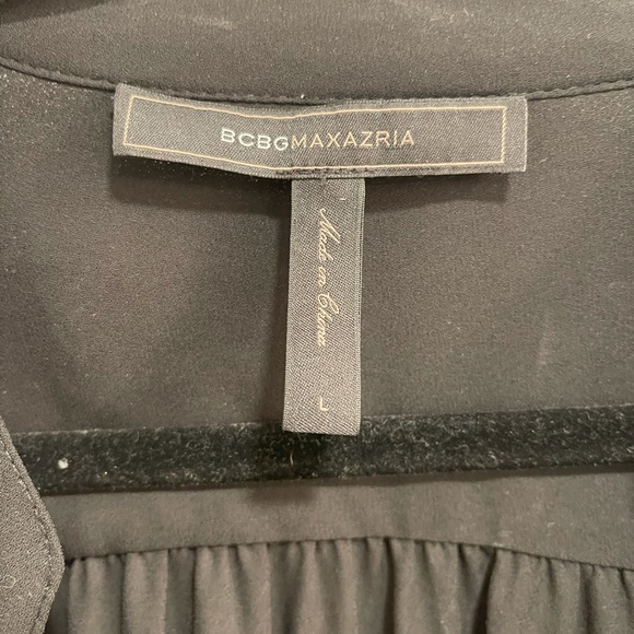 BCBG MaxAzria black long sleeve blouse. Roll up sleeve longer back - Picture 3 of 5
